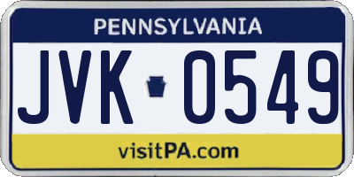 PA license plate JVK0549