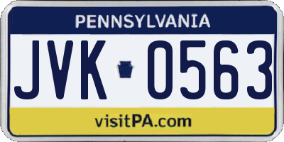 PA license plate JVK0563