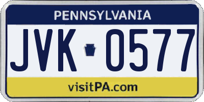 PA license plate JVK0577