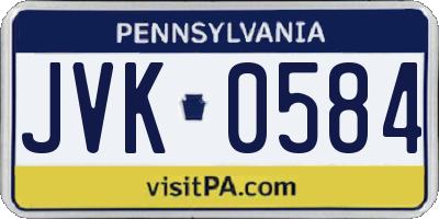 PA license plate JVK0584