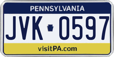 PA license plate JVK0597