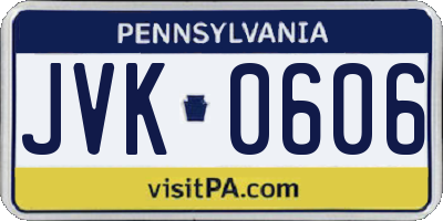 PA license plate JVK0606