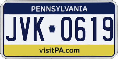 PA license plate JVK0619