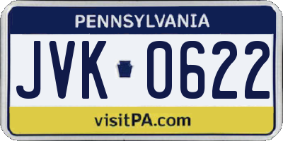 PA license plate JVK0622