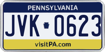 PA license plate JVK0623