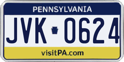 PA license plate JVK0624