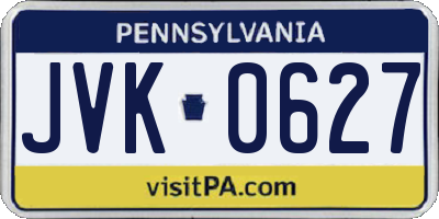 PA license plate JVK0627