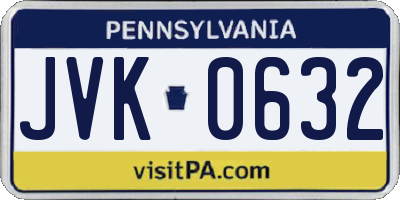 PA license plate JVK0632