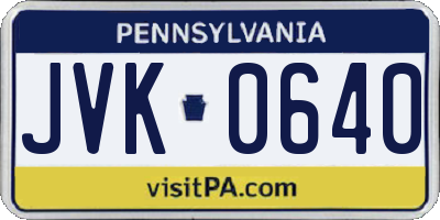 PA license plate JVK0640