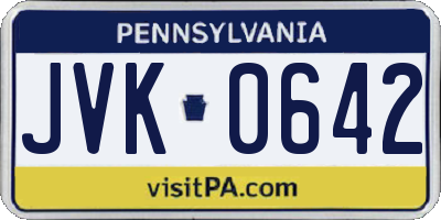 PA license plate JVK0642