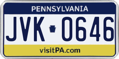 PA license plate JVK0646