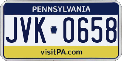 PA license plate JVK0658