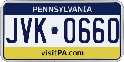 PA license plate JVK0660
