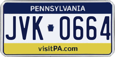 PA license plate JVK0664