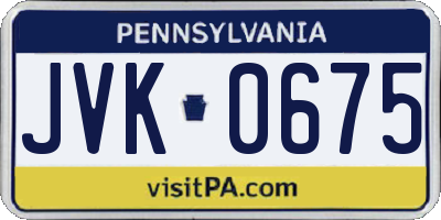 PA license plate JVK0675
