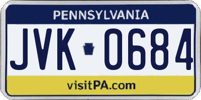 PA license plate JVK0684