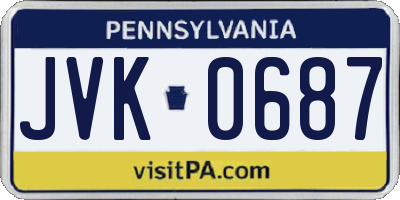 PA license plate JVK0687