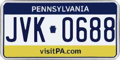PA license plate JVK0688