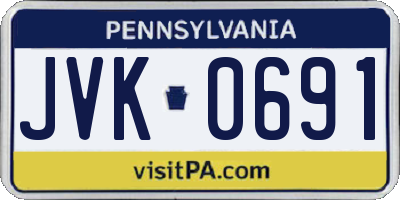 PA license plate JVK0691