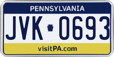 PA license plate JVK0693