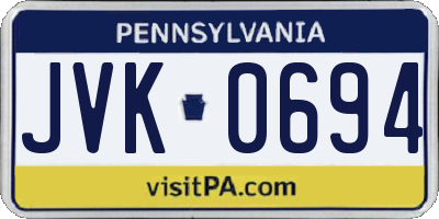 PA license plate JVK0694