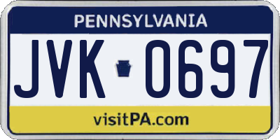 PA license plate JVK0697