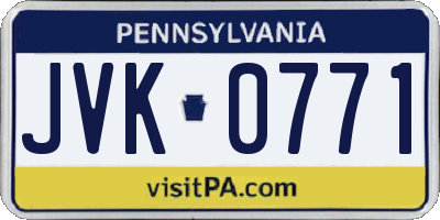 PA license plate JVK0771
