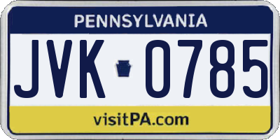 PA license plate JVK0785
