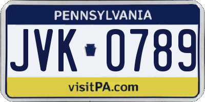 PA license plate JVK0789