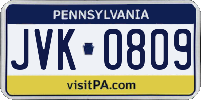 PA license plate JVK0809