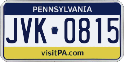 PA license plate JVK0815