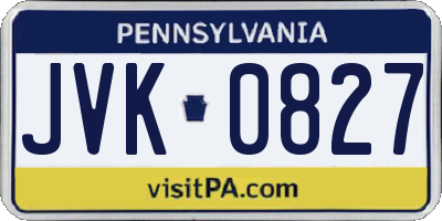 PA license plate JVK0827