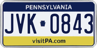 PA license plate JVK0843