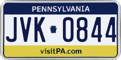PA license plate JVK0844