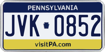 PA license plate JVK0852