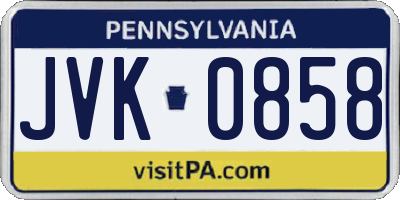 PA license plate JVK0858