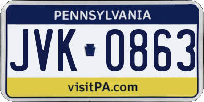 PA license plate JVK0863