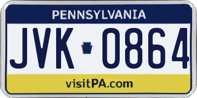 PA license plate JVK0864