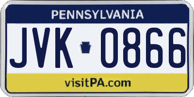 PA license plate JVK0866