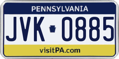 PA license plate JVK0885