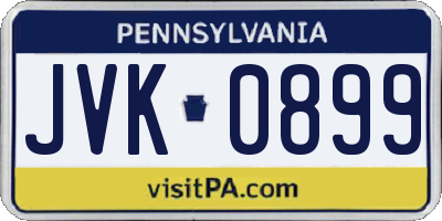 PA license plate JVK0899