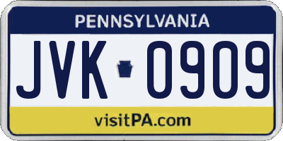 PA license plate JVK0909
