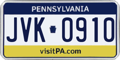 PA license plate JVK0910