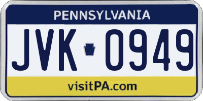 PA license plate JVK0949