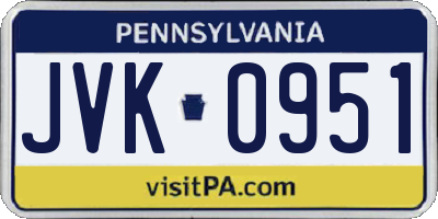 PA license plate JVK0951