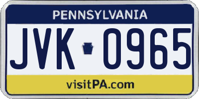 PA license plate JVK0965