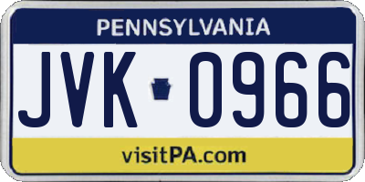 PA license plate JVK0966
