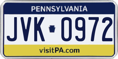PA license plate JVK0972