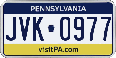PA license plate JVK0977