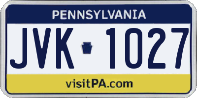 PA license plate JVK1027